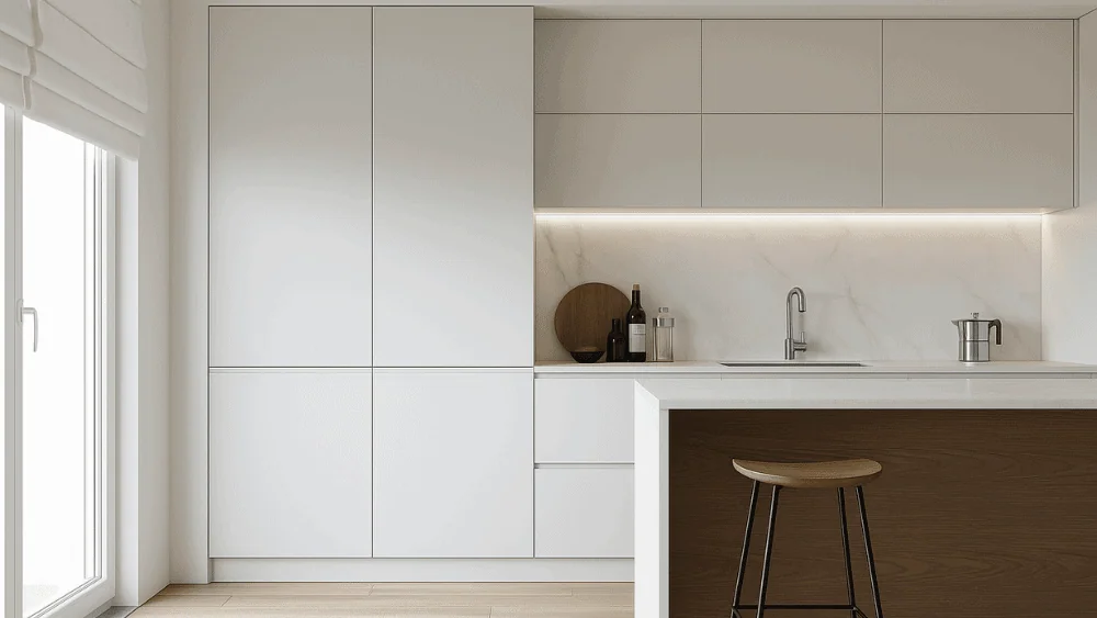 Cocina luminosa a medida en tonos neutros